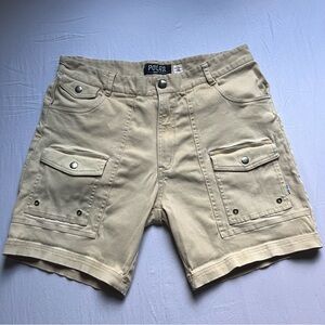 POLER tan men’s cargo utility chore cotton spandex shorts